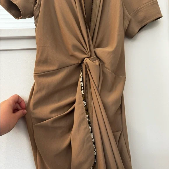 Byron Lars Zip Twist Front Dress in Saddle Size 12 - Picture 7 of 8
